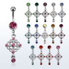 mcdrp1 piercing ombligo acero quirurgico bola joya bisel 8mm candelabro cristal colgado 10mm distribuidor mayorista