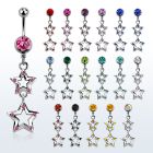 mcdsar6 piercing ombligo acero quirurgico bola joya bisel 8mm estrellas conectadas s cristal 10mm al por mayor