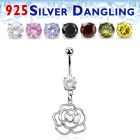 mcdvd10 piercing ombligo acero 316l zirconia redonda 8mm rosa plata esterlina al por mayor