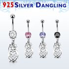 mcdvd15 piercing ombligo acero 316l zirconia redonda 8mm buho plata esterlina colgado venta