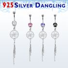 mcdvd25 steel belly banana cz silver dream catcher dangling