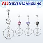 mcdvd33 piercing ombligo acero 316l zirconia redonda 8mm estrella circulo plata esterlina mayorista