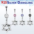mcdvd7 belly banana w dangling silver david star w cross