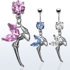 mcdz103 316l steel belly banana with prong cz fairy w cz wing
