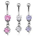 mcdz10 316l steel belly banana with prong cz small cz dolphin