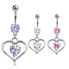 mcdz115 piercing ombligo acero quirurgico bola joya bisel 8mm corazon colgado zirconia corazon interior 10mm distribuidor