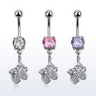mcdz302 316l steel belly banana w a dangling lily flower design