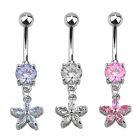 mcdz319 piercing ombligo acero quirurgico zirconia redonda 8mm flor petalos zirconia 10mm distribuidor