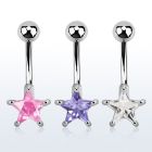mcdz327 piercing ombligo acero quirurgico estrella 8mm zirconia 10mm mayorista
