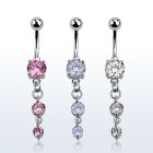 mcdz351 belly banana w 2 dangling prong set round cz stones