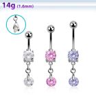 mcdz372 316l steel belly banana with 2 bezel ball round cz
