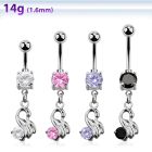 mcdz375 316l banana with 2 jewel ball little swan w round cz