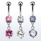 mcdz383 316l steel belly banana w prong cz twin prong set cz