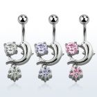 mcdz384 piercing ombligo acero quirurgico delfin zirconia redonda zirconia estrella 10mm venta
