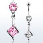 mcdz406 piercing ombligo acero quirurgico zirconia redonda 8mm zirconia cuadrada 10mm mayorista