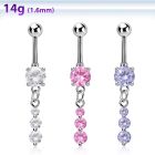 mcdz418 steel belly banana w dangling triple cz chains