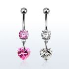 mcdz529 316l steel belly banana with round prong cz heart cz