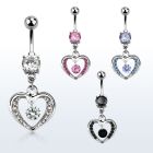 mcdz571 steel belly banana w a round small cz stone in a heart
