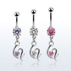 mcdz731 piercing ombligo acero quirurgico zirconia redonda 8mm colgante corazon lujo zirconia plata mayorista