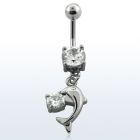 mcdz7x 316l steel prong cz banana w small dolphin w round cz