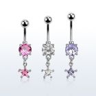 mcdzs6 steel belly banana w dangling prong set star shaped cz 