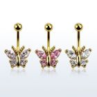 mdgz321 gold anodized belly banana w a crystal studded butterfly