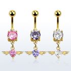 mdgz367 piercing ombligo acero 316l anodizado dorado zirconia 8mm zirconia corazon alas distribuidor mayorista