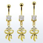 mdgz508 piercing ombligo acero anodizado dorado cz redonda colgante diseno flor arco colgante laton chapado oro