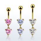mdgz528 piercing ombligo acero 316l anodizado dorado zirconia engasta corazon 8mm zirconia corazon distribuidor mayorista