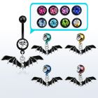 mdk569 piercing ombligo acero quirurgico pvd bola lisa 5mm bola joya 8mm murcielago negro colgado 10mm venta