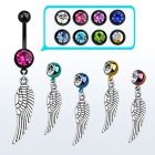 mdk653 piercing ombligo acero quirurgico pvd bola lisa 5mm bola joya 8mm ala pajaro lisa 10mm mayorista