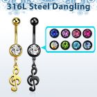 mdk709 piercing ombligo acero quirurgico pvd bola lisa 5mm bola joya 8mm nota musical 10mm distribuidor mayorista