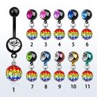 mdkfr8g piercing ombligo acero quirurgico pvd bola lisa 5mm bola joya 8mm bola multi cristal ferido 8mm bandera gay 10mm mayorista