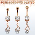 mdrz416 piercing ombligo acero 316l oro rosa zirconita redonda 8mm colgante zirconia redonda ajustada presion oro rosa venta