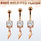 mdrzlit rose gold steel belly banana w cz lightning symbol