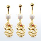 mgo721 piercing ombligo acero 316l pvd dorado opalo redondo colgante dragon ojo cristal distribuidor mayorista