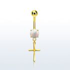 mgocrs gold steel belly banana w opal  plain simple cross