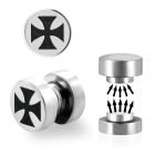 mip9 plug falso magnetico acero quirurgico logo cruz hierro 8mm vendido por pieza distribuidor mayorista