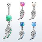 moop568 piercing ombligo acero 316l opalo redondo colgante ala pajaro opalos sinteticos borde venta