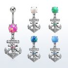 moop691 piercing ombligo acero 316l opalo redondo colgante ancla calavera opalos sinteticos como ojos venta