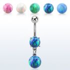 moopb8 piercing ombligo acero 316l opalo redondo colgante 8mm bola opalo sintetico venta