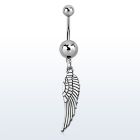msd653 316l steel belly banana w a dangling plain bird wing