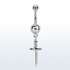 msd768 piercing ombligo acero quirurgico bola acero liso colgante punal colgante laton chapado plata