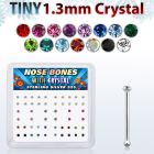 nb6mx caja display 36 piercing nariz hueso plata esterlina 925 0 6mm cristal 1 25mm al por mayor
