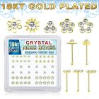 nbbxm7cg 18k gold plated silver nose bones clear flower