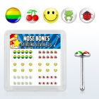 nblgx5 caja display piercing nariz hueso plata esterlina 925 0 6mm logos variados estilos distribuidor mayorista