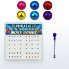 nbmtbx1 box w silver nose bone, w 1mm mix color plated ball top