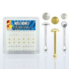 nbmx1 caja display piercing nariz hueso plata esterlina 925 0 6mm 1 5mm disco plano 2mm disco oro 18 kts 2mm al por mayor