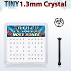 nbrb6xc caja display piercing nariz hueso plata 925 negro 0 6mm cristal claro redondo 1 25mm distribuidor mayorista