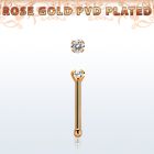 nbttzr2 piercing nariz hueso acero chapado pvd oro rosa cz redonda color claro